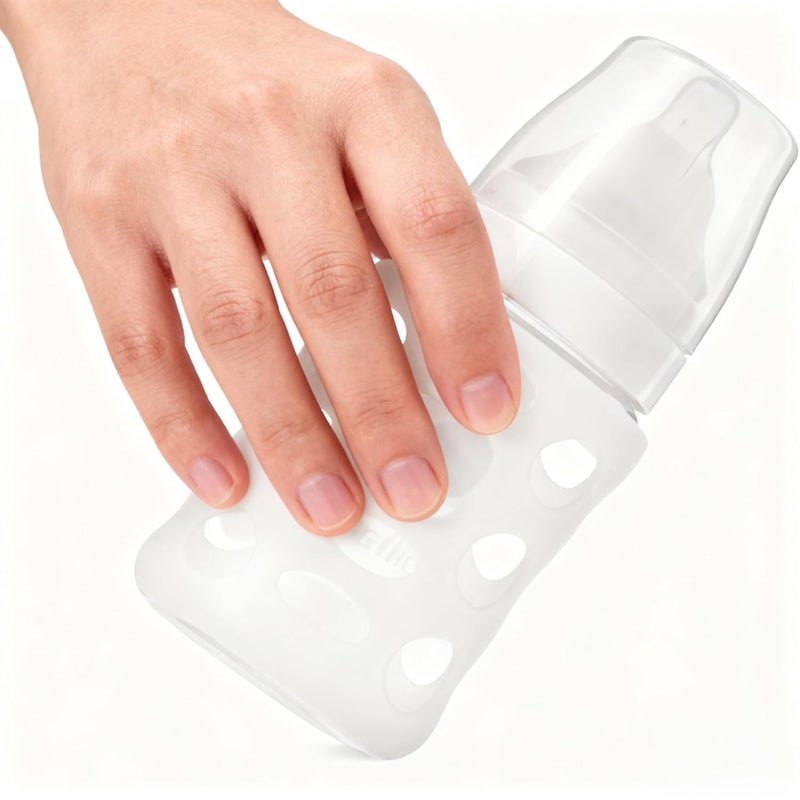 UWSTE 4Pack Silicone Sleeve Compatible with Evenflo 6oz/Glulicola 5oz/Matyz 6oz Glass Bottle, Scald Sleeve Heat Protective Case for Feeding Bottles Soft Non - Design Stylish (Transparent) - Image 4